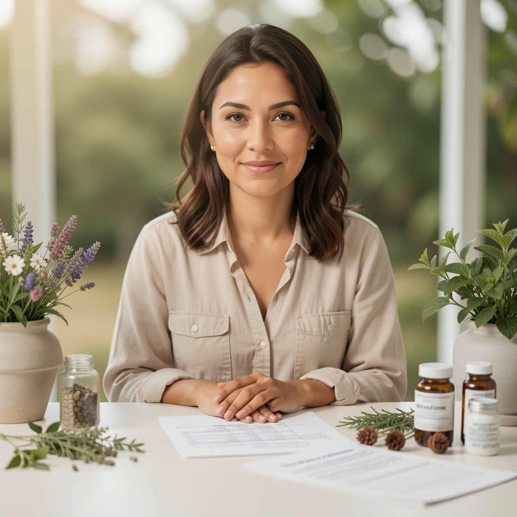 Drevani product bottle and supplement capsules beside a minimal ceramic cup on a clean linen surface, soft natural window light, lifestyle editorial